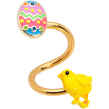 将图片加载到图库查看器，Gold Tone Funky Easter Egg and Chick Spiral Twister Belly Ring

