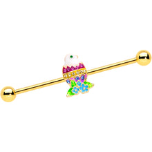 将图片加载到图库查看器，14G Gold Tone Hatched Chick Easter Egg Industrial Barbell 38mm
