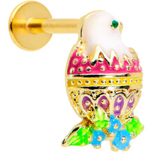 Load image into Gallery viewer, 16G 5/16 Gold Tone Yellow Pink Hatched Easter Chick Labret Tragus
