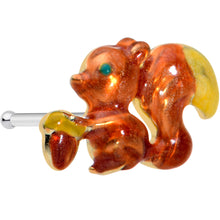 将图片加载到图库查看器，20G 1/4 Brown Happy Squirrel Acorn Nose Bone
