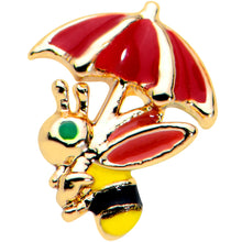 Load image into Gallery viewer, 20G 1/4 Gold Tone Rainy Day Umbrella Bee Nose Bone

