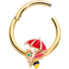 将图片加载到图库查看器，16G 3/8 Gold Tone Rainy Day Umbrella Bee Hinged Segment Ring
