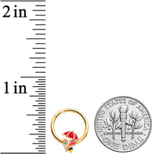 将图片加载到图库查看器，16G 3/8 Gold Tone Rainy Day Umbrella Bee Hinged Segment Ring
