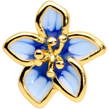 将图片加载到图库查看器，16G 1/4 Gold Tone White Blue Flower Cartilage Tragus Earring

