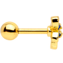 将图片加载到图库查看器，16G 1/4 Gold Tone White Blue Flower Cartilage Tragus Earring
