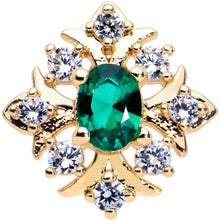 Load image into Gallery viewer, 20G 5/16 Clear Green Gem Gold Tone Art Deco Nose Bone

