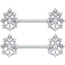 将图片加载到图库查看器，14G 9/16 Clear CZ Gem Constellation Barbell Nipple Ring Set
