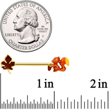 Load image into Gallery viewer, 14G 9/16 Gold Tone Happy Squirrel Autumn Barbell Nipple Ring Set
