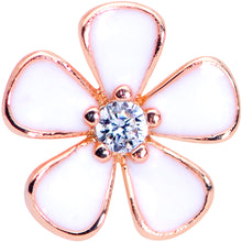 Load image into Gallery viewer, 16G 5/16 Clear CZ Gem Rose Gold Tone White Flower Labret Tragus
