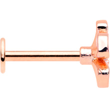 Load image into Gallery viewer, 16G 5/16 Clear CZ Gem Rose Gold Tone White Flower Labret Tragus
