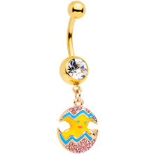 将图片加载到图库查看器，Clear Gem Gold Tone Funky Painted Easter Egg Chick Dangle Belly Ring
