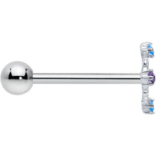 Load image into Gallery viewer, White Synthetic Opal Floral Web Barbell Tongue Ring
