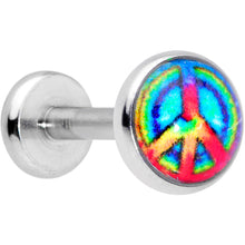 Load image into Gallery viewer, 16G 5/16 Rainbow Tie Dye Peace Sign Labret Monroe Tragus
