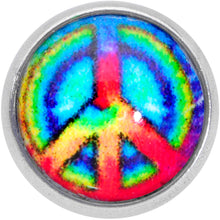 Load image into Gallery viewer, 16G 5/16 Rainbow Tie Dye Peace Sign Labret Monroe Tragus
