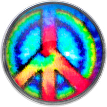 Load image into Gallery viewer, 18G 5/16 Rainbow Tie Dye Peace Sign Nose Hoop
