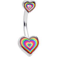 Load image into Gallery viewer, Rainbow Tie Dye Heart Valentines Day Double Mount Belly Ring
