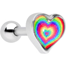 Load image into Gallery viewer, 16G 1/4 Rainbow Tie Dye Heart Valentines Day Cartilage Tragus
