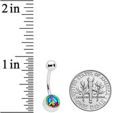 将图片加载到图库查看器，Rainbow Tie Dye Peace Sign Belly Ring

