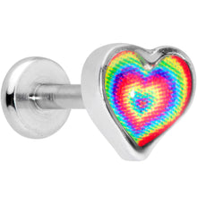 Load image into Gallery viewer, 16G 5/16 Rainbow Tie Dye Heart Valentines Day Labret Tragus
