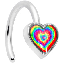 Load image into Gallery viewer, 18G 5/16 Rainbow Tie Dye Heart Valentines Day Nose Hoop
