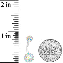Load image into Gallery viewer, Aurora Gem White Matte UV Clear Glitter Belly Ring Set of 4
