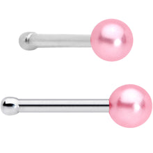 Load image into Gallery viewer, 20G 5/16 1/4 Pink CZ Gem Daisy Nose Hoop Bone L Shape Set of 4
