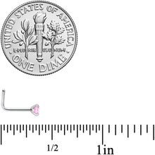 Load image into Gallery viewer, 20G 5/16 1/4 Pink CZ Gem Daisy Nose Hoop Bone L Shape Set of 4
