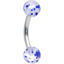 Load image into Gallery viewer, 16G 5/16 Clear Blue Glitter Ends Curved Barbell
