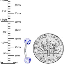 Load image into Gallery viewer, 16G 5/16 Clear Blue Glitter Ends Curved Barbell
