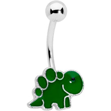 Load image into Gallery viewer, Green Gem UV Glow Color Swirl Dinosaur Belly Ring Set of 4
