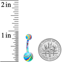 Load image into Gallery viewer, Green Gem UV Glow Color Swirl Dinosaur Belly Ring Set of 4
