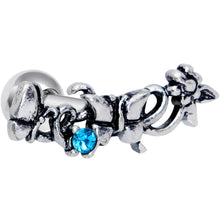 Load image into Gallery viewer, 16G 1/4 Blue Gem Array of Butterflies Cartilage Tragus Earring
