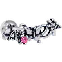 Load image into Gallery viewer, 16G 1/4 Pink Gem Array of Butterflies Cartilage Tragus Earring
