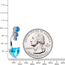 将图片加载到图库查看器，Blue CZ Gem Triple Drop Heart Belly Ring
