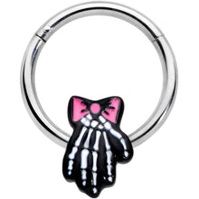 将图片加载到图库查看器，16G 3/8 Skeleton Hand Bow Halloween Hinged Segment Ring
