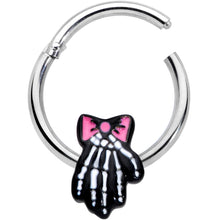 将图片加载到图库查看器，16G 3/8 Skeleton Hand Bow Halloween Hinged Segment Ring
