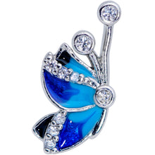 Load image into Gallery viewer, 16G 1/4 Clear Gem Blue Butterfly Cartilage Tragus Earring
