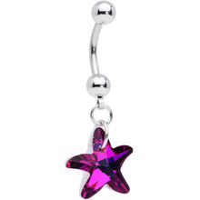将图片加载到图库查看器，Purple Gem Sweet Star Dangle Belly Ring
