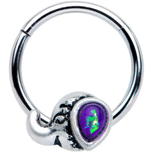 Load image into Gallery viewer, 16G 3/8 Blue Faux Opal Elegant Elephant Hinged Segment Ring
