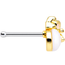 Load image into Gallery viewer, 20G 1/4 White Faux Opal Gold Tone Insect Nose Bone
