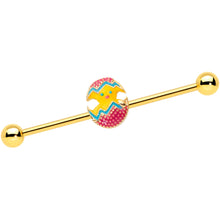 Load image into Gallery viewer, 14G Gold Tone Red Fancy Easter Chick Industrial Barbell 38mm
