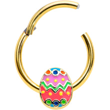 将图片加载到图库查看器，16G 3/8 Gold Tone Funky Painted Easter Egg Hinged Segment Ring

