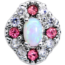 Load image into Gallery viewer, 16G 1/4 White Synthetic Opal Glam Oval Cartilage Tragus Earring
