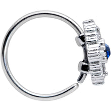 Load image into Gallery viewer, 20G 5/16 Clear Blue Gem Textured Rhombus Cross Nose Hoop
