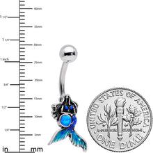 将图片加载到图库查看器，Blue Synthetic Opal Blue Tail Mermaid Belly Ring
