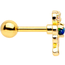 Load image into Gallery viewer, 16G 1/4 Green Synthetic Opal Gold Tone Shamrock Cartilage Tragus
