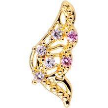 Load image into Gallery viewer, 20G 1/4 Clear Pink Gem Gold Tone Airy Wing Nose Bone
