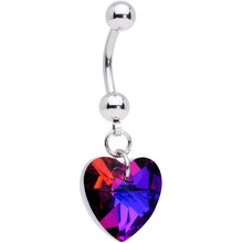 将图片加载到图库查看器，Purple Gem Heart Dangle Belly Ring
