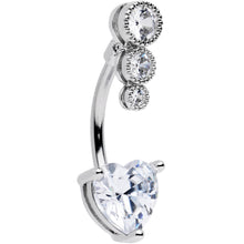Load image into Gallery viewer, Clear CZ Gem Triple Drop Heart Belly Ring
