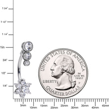 将图片加载到图库查看器，Clear CZ Gem Triple Drop Flower Belly Ring

